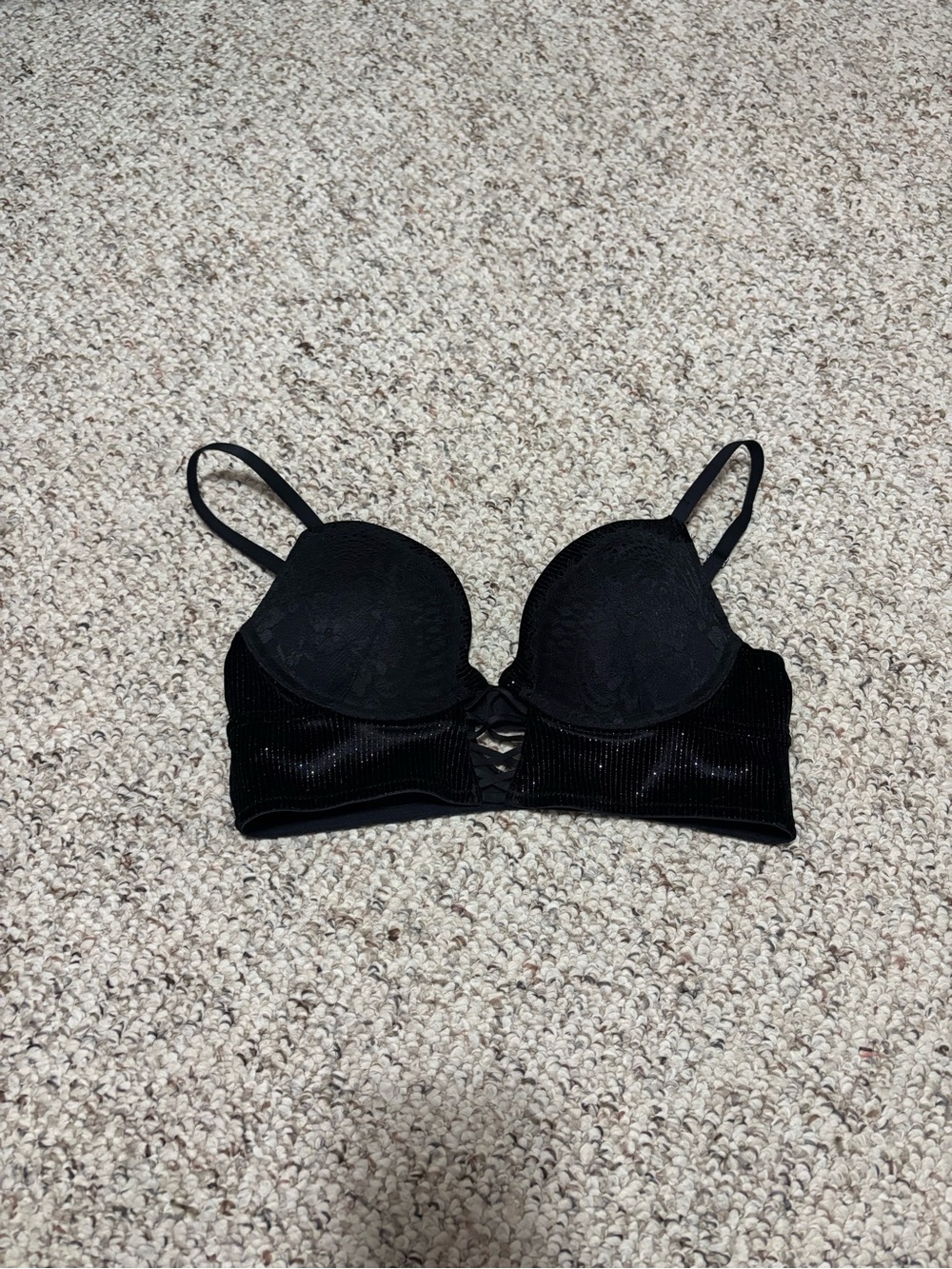 La SENZA Black Lace & Velvet Padded Bralette